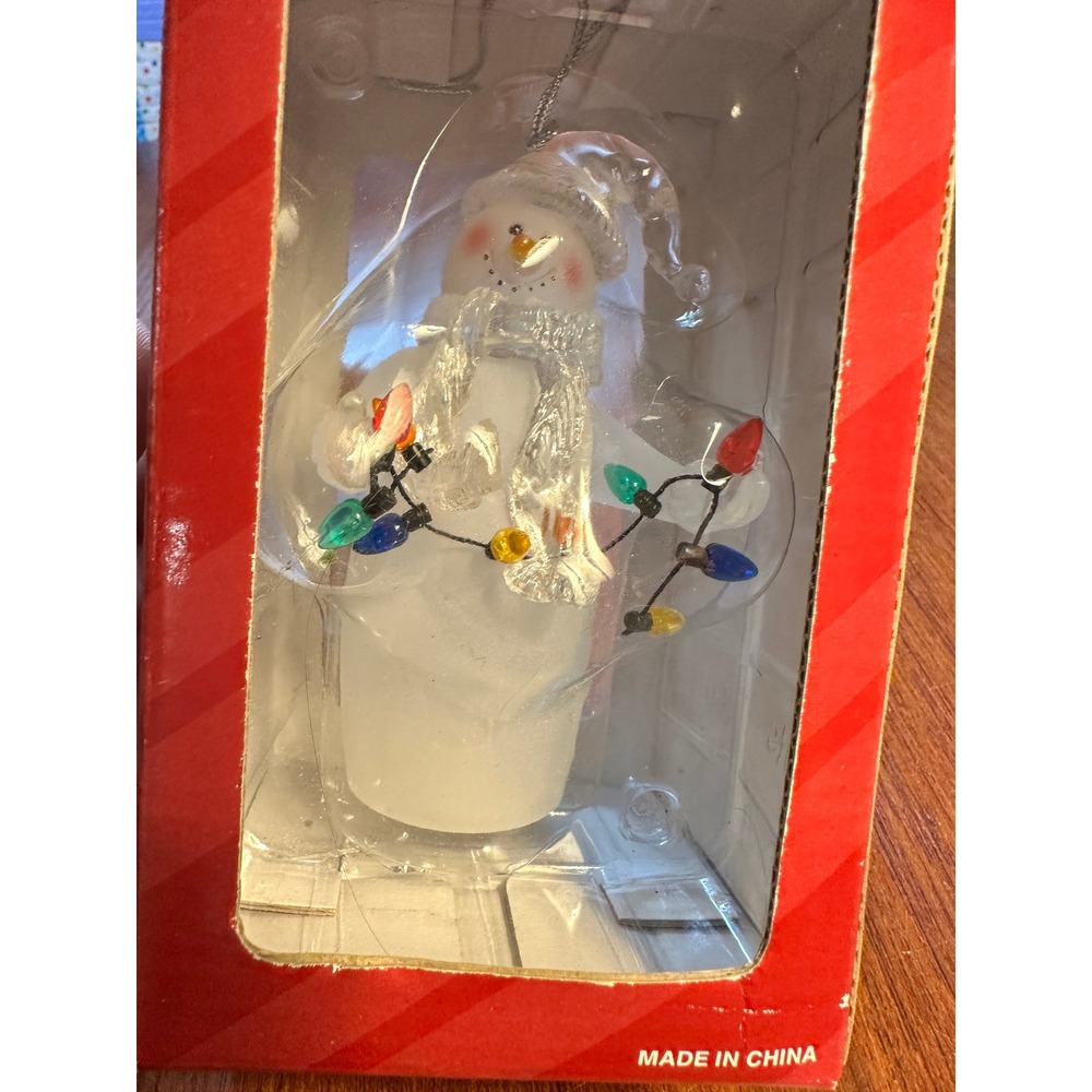 Costco Frosted Snowman Ornament Hanging Free-Standing Light Cover New In Box